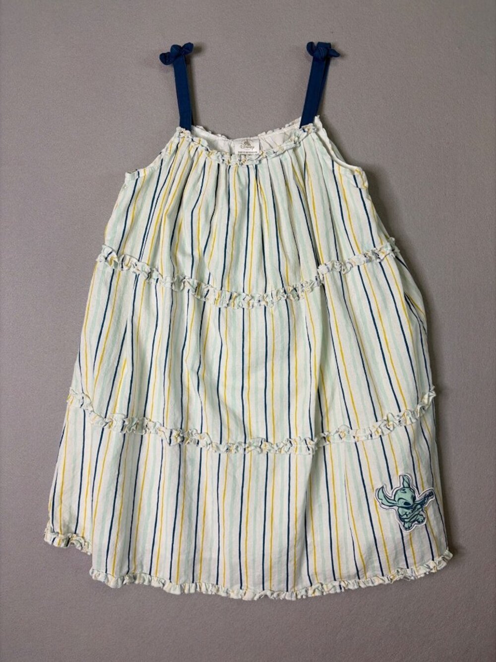 Disney Store Lilo and Stitch Girl's Tiered Sundress Size 9/10 Blue and Yellow